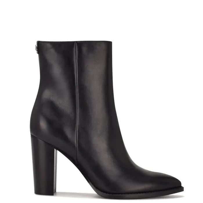 Tryme 92159 Heeled Booties Black Leather Women Nine West Boots and Booties