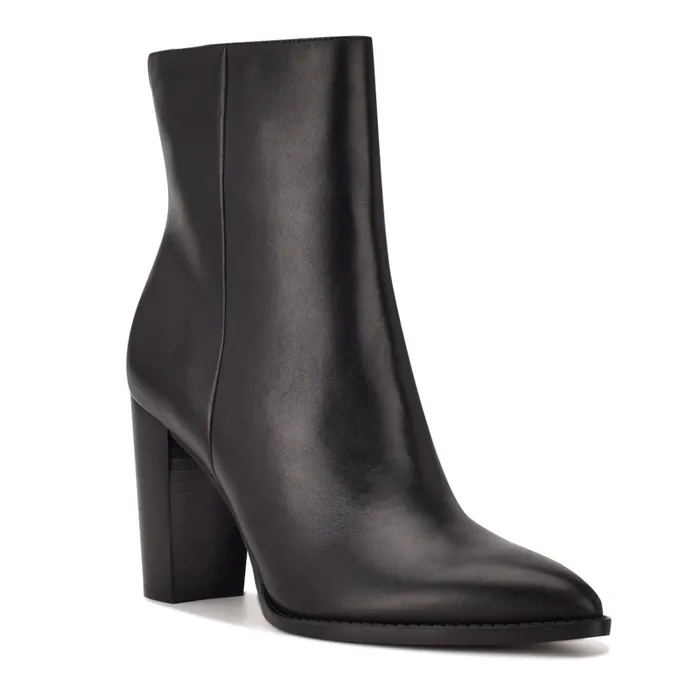 Tryme 92159 Heeled Booties Black Leather Women Nine West Boots and Booties Tryme 92159 Heeled Booties Black Leather Women Nine West Boots and Booties