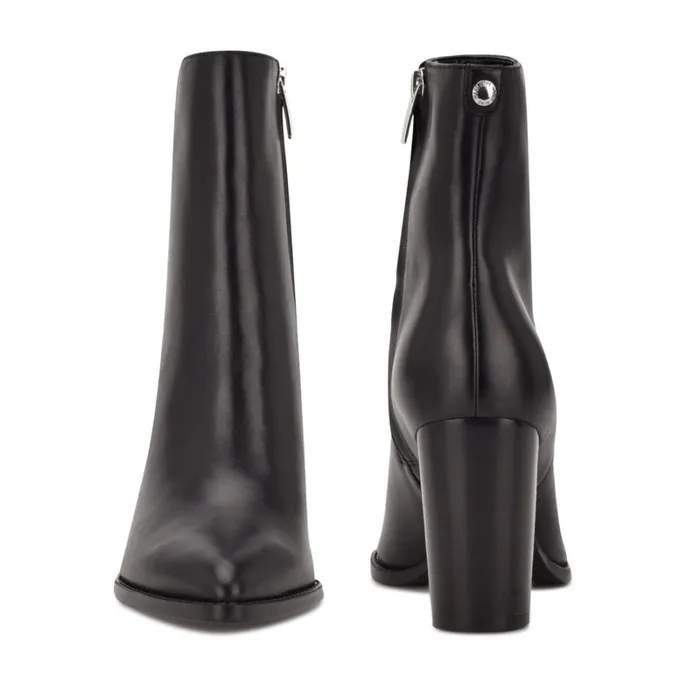 Tryme 92159 Heeled Booties Black Leather Women Nine West Boots and Booties Tryme 92159 Heeled Booties Black Leather Women Nine West Boots and Booties