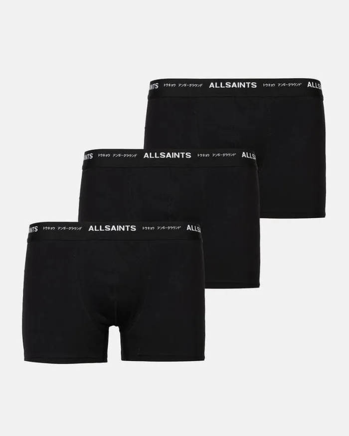 Underground Logo Boxers 3 Pack Blackblackblack Men AllSaints Underwear and Socks