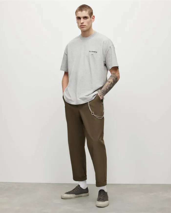 Underground Oversized Crew Neck TShirt Grey Marl Men AllSaints TShirts
