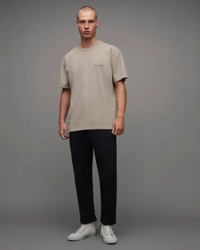 Underground Oversized Crew Neck TShirt Stone Taupe Men AllSaints TShirts