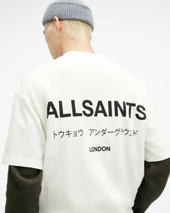 Underground Oversized Crew TShirt Ashen White Men AllSaints TShirts