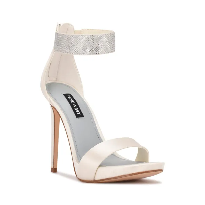 Utell Ankle Strap Heeled Sandals Ivory Women Nine West Heeled Utell Ankle Strap Heeled Sandals Ivory Women Nine West Heeled
