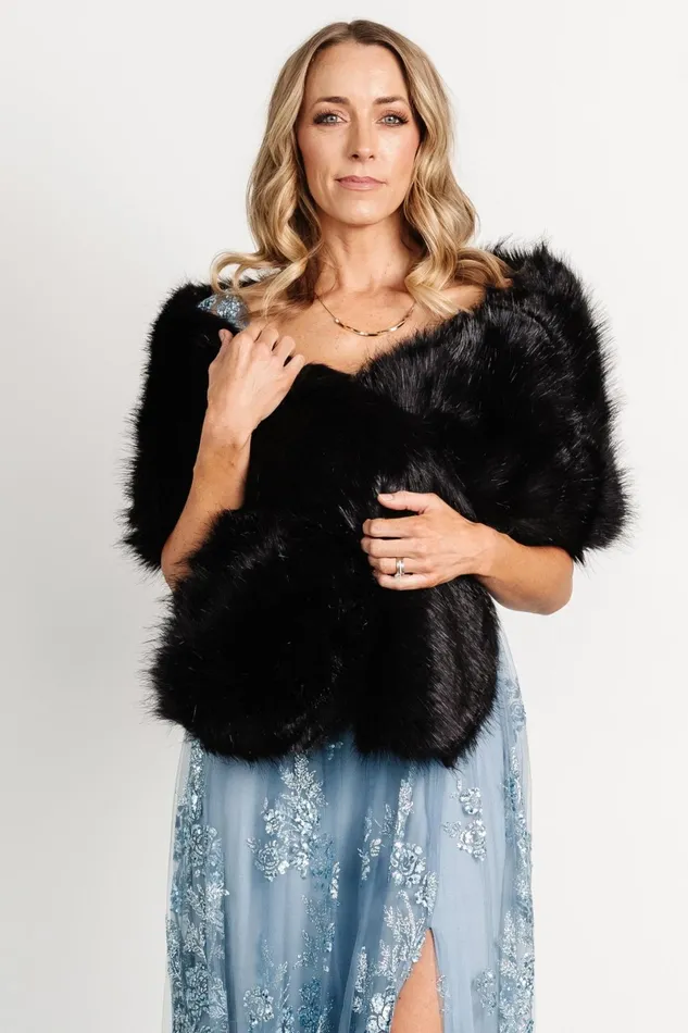 Valerie Faux Fur Shawl Black Women Baltic Born Shawls