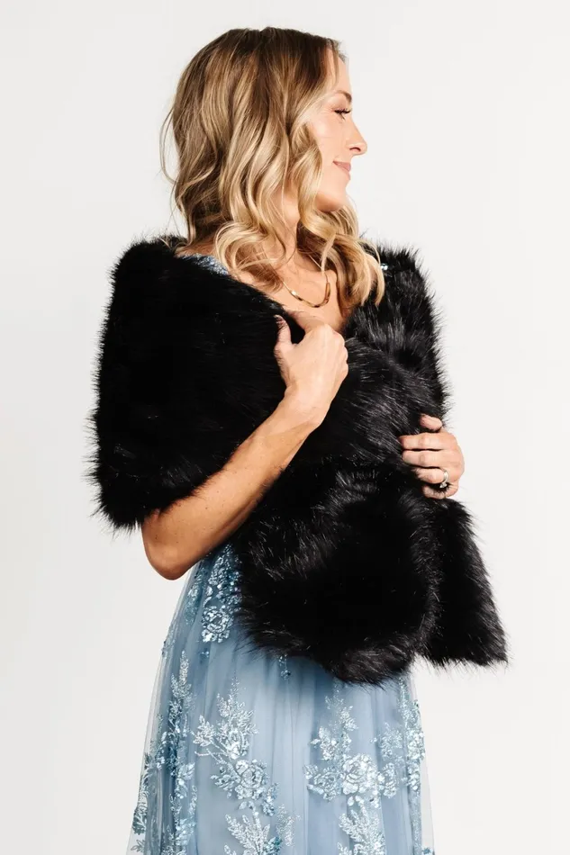 Valerie Faux Fur Shawl Black Women Baltic Born Shawls Valerie Faux Fur Shawl Black Women Baltic Born Shawls