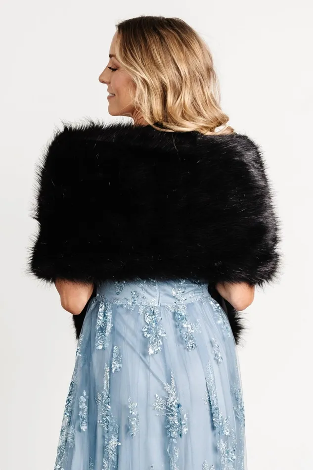 Valerie Faux Fur Shawl Black Women Baltic Born Shawls Valerie Faux Fur Shawl Black Women Baltic Born Shawls