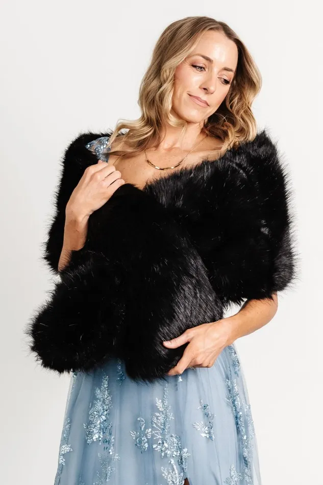 Valerie Faux Fur Shawl Black Women Baltic Born Shawls Valerie Faux Fur Shawl Black Women Baltic Born Shawls