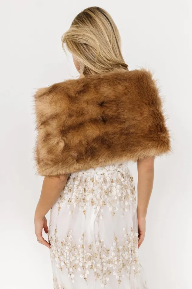 Valerie Faux Fur Shawl Fawn Women Baltic Born Shawls Valerie Faux Fur Shawl Fawn Women Baltic Born Shawls