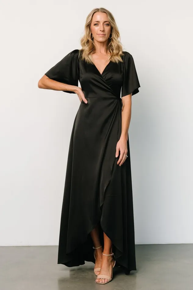 Vara Satin Maxi Wrap Dress Black Women Baltic Born Mother Of The Bride Vara Satin Maxi Wrap Dress Black Women Baltic Born Mother Of The Bride