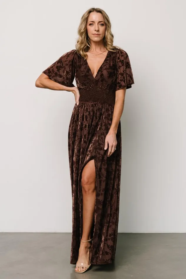 Veronica Velvet Maxi Dress Espresso Women Baltic Born Maxi Dresses Veronica Velvet Maxi Dress Espresso Women Baltic Born Maxi Dresses