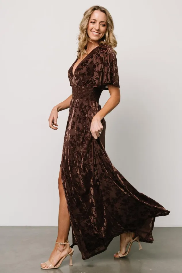 Veronica Velvet Maxi Dress Espresso Women Baltic Born Maxi Dresses Veronica Velvet Maxi Dress Espresso Women Baltic Born Maxi Dresses