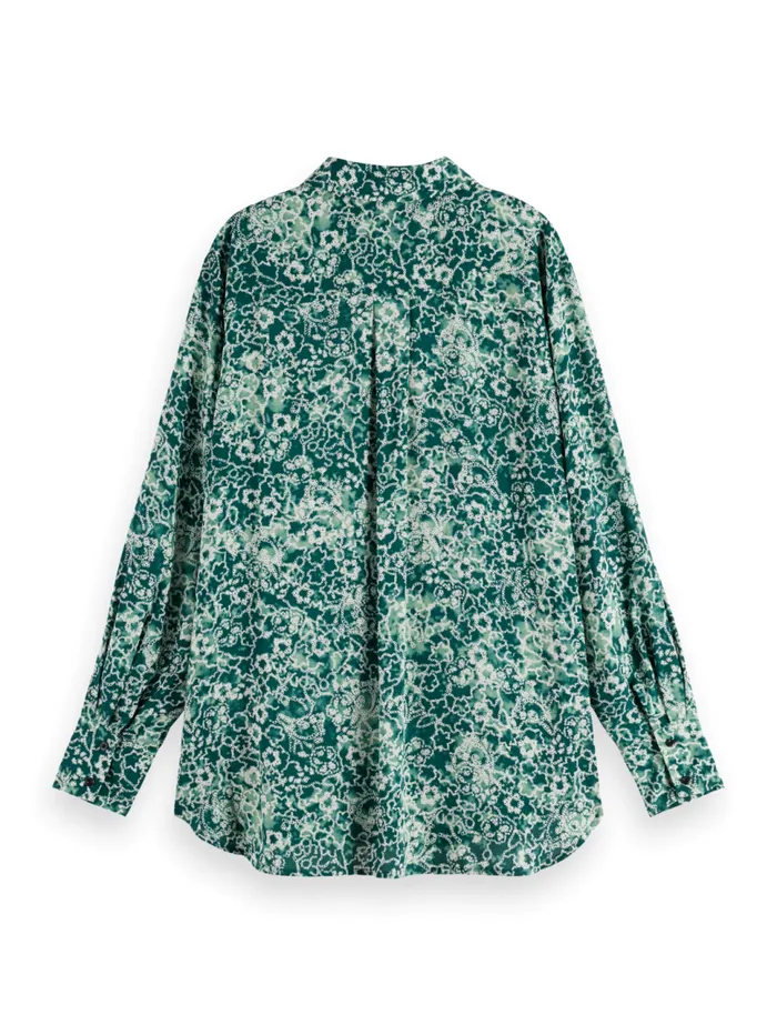 VISCOSE PRINTED RELAXED FIT SHIRT Shibori Floral Green Women Scotch and Soda Blouses and Shirts VISCOSE PRINTED RELAXED FIT SHIRT Shibori Floral Green Women Scotch and Soda Blouses and Shirts