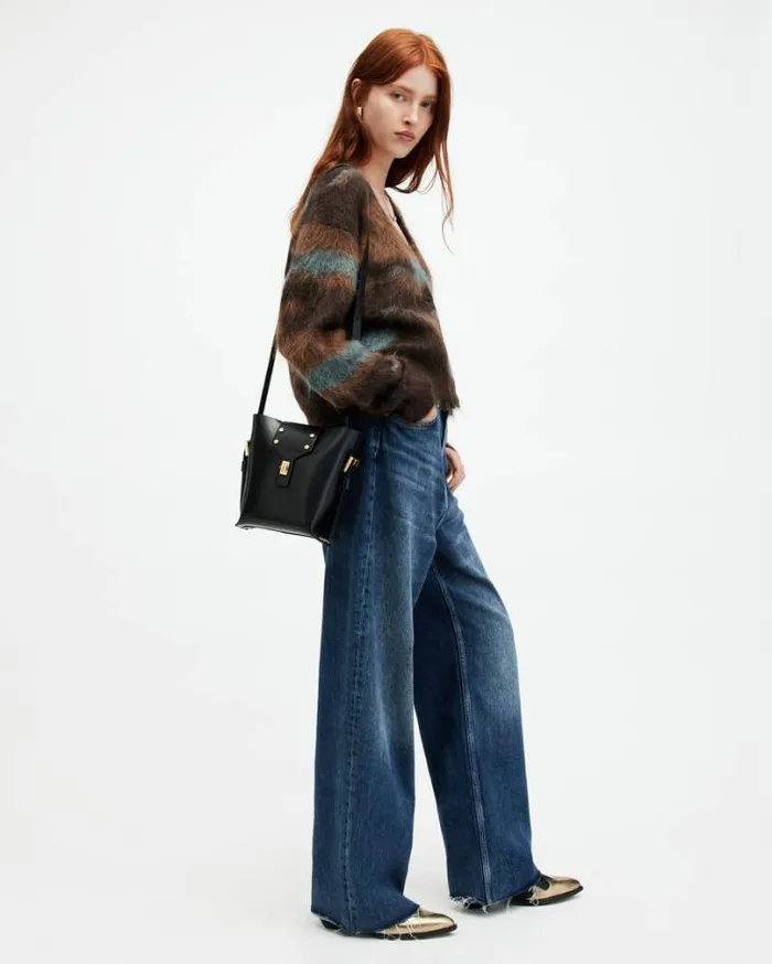 Volka Abstract Print Brushed Cardigan Gingerblue Women AllSaints Sweaters
