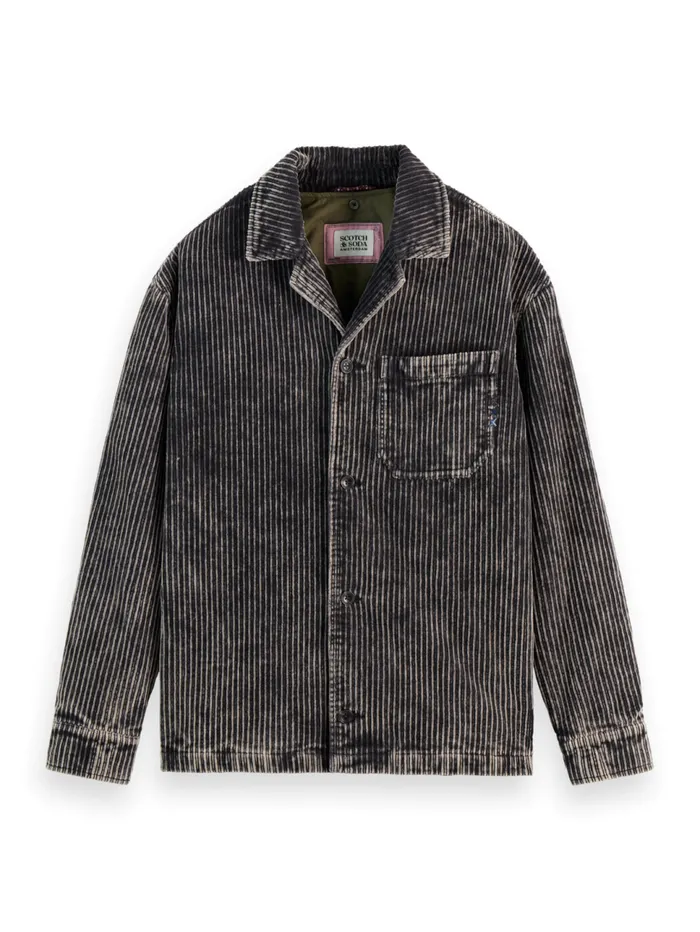 WASHED CORDUROY JACKET WITH DETACHABLE INNER GILET Black Men Scotch and Soda Jackets and Coats WASHED CORDUROY JACKET WITH DETACHABLE INNER GILET Black Men Scotch and Soda Jackets and Coats