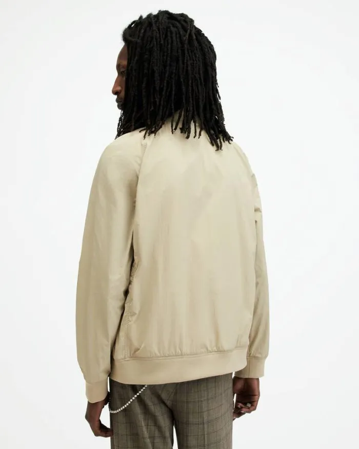 Waylan Ramskull Embroidered Bomber Jacket Stone Beige Men AllSaints Jackets and Coats Waylan Ramskull Embroidered Bomber Jacket Stone Beige Men AllSaints Jackets and Coats