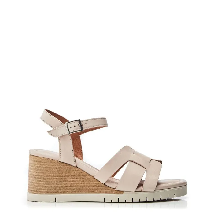 Wedge Sandals Women Moda In Pelle Pedie Off White Leather