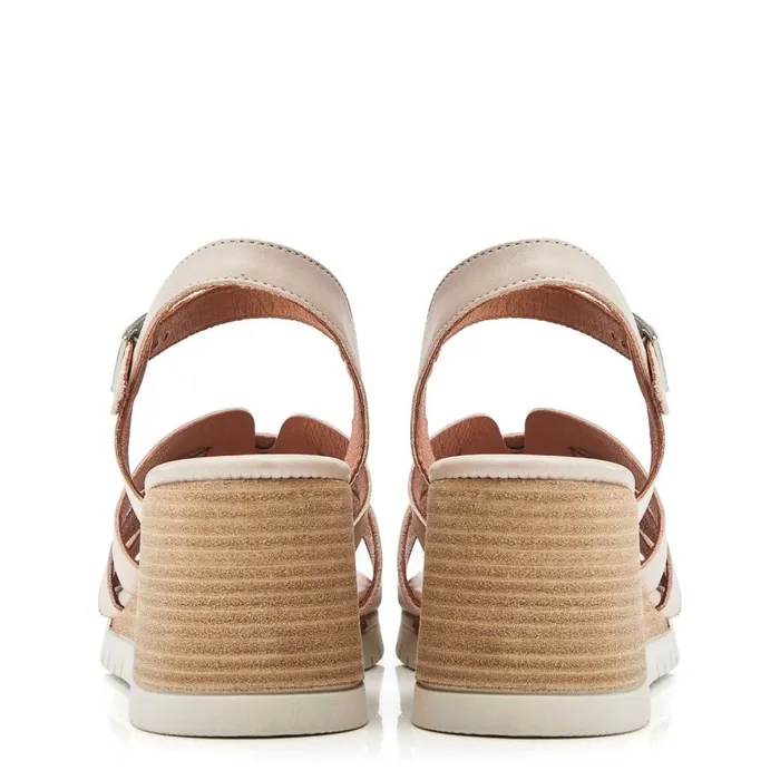 Wedge Sandals Women Moda In Pelle Pedie Off White Leather