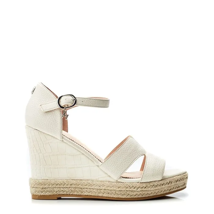 Wedge Sandals Women Moda In Pelle Rikolia Off White Patent Mocc Croc