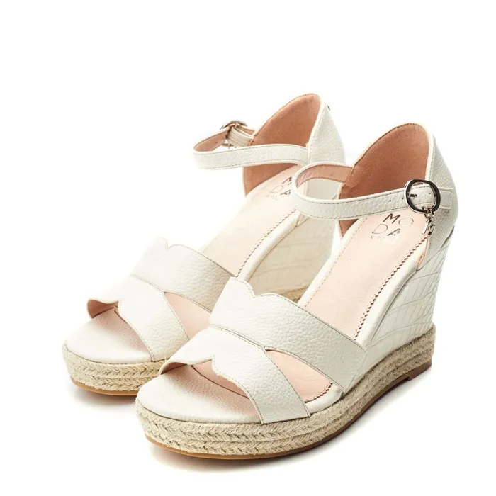 Wedge Sandals Women Moda In Pelle Rikolia Off White Patent Mocc Croc