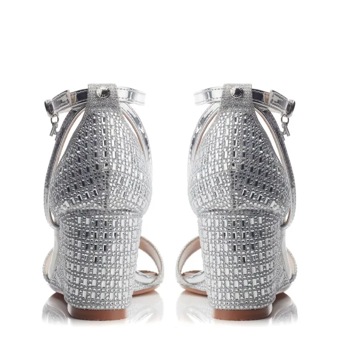 Wedge Sandals Women Moda In Pelle Simonah Silver Textile