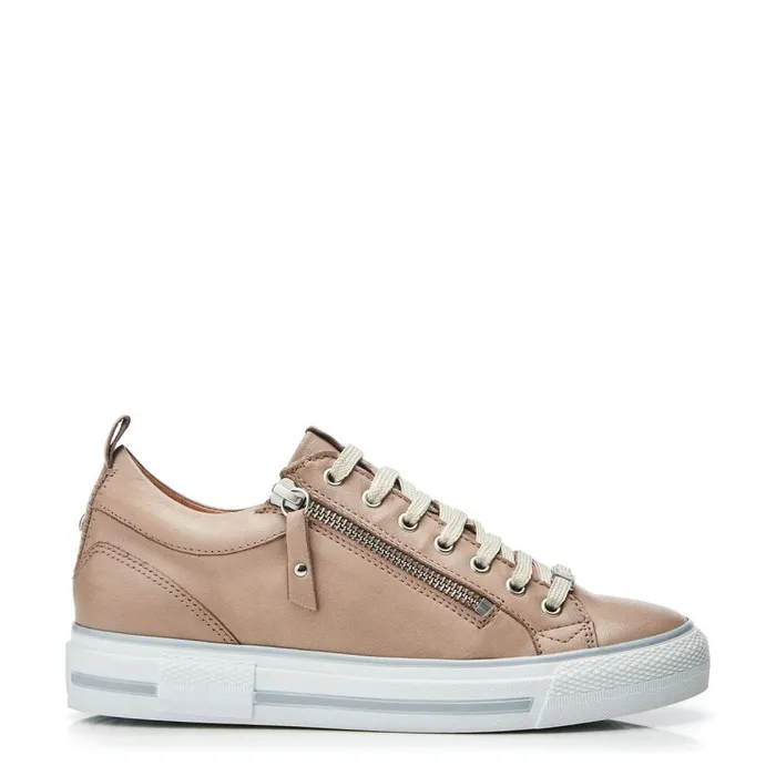 Wedge Trainers Women Moda In Pelle Brayleigh Taupe Leather