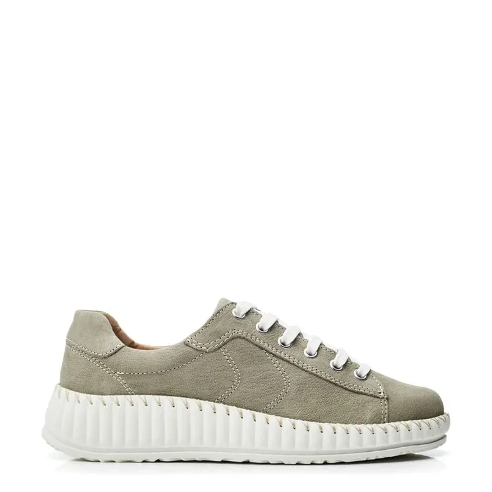 Wedge Trainers Women Moda In Pelle Shoon Sh Riyah Khaki Leather