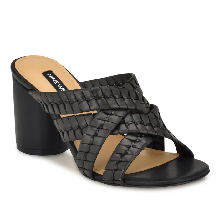 Wenea Strappy Heeled Slide Sandals Black Women Nine West Dress Wenea Strappy Heeled Slide Sandals Black Women Nine West Dress