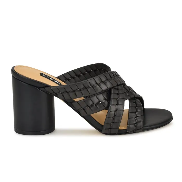 Wenea Strappy Heeled Slide Sandals Black Women Nine West Mid Heels