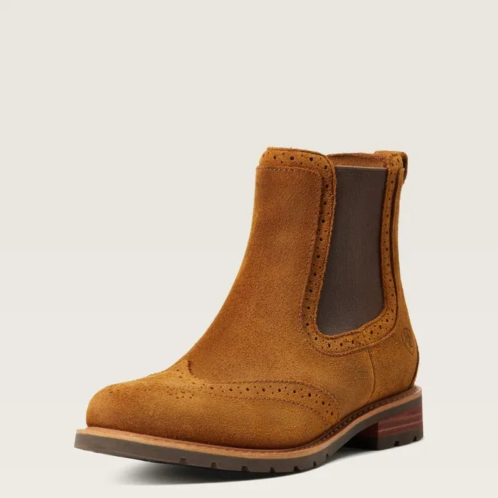 Wexford Brogue Waterproof Chelsea Boot Weathered Honey Women Ariat Booties