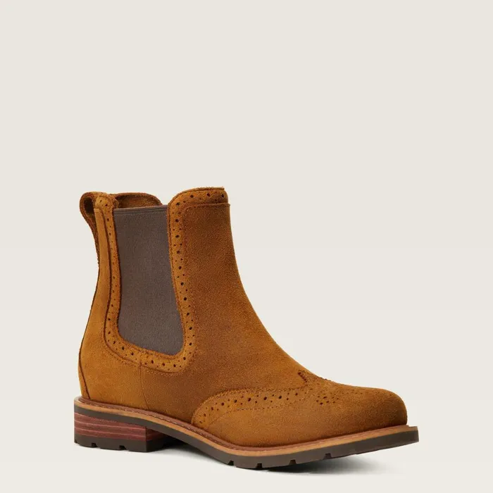 Wexford Brogue Waterproof Chelsea Boot Weathered Honey Women Ariat Booties Wexford Brogue Waterproof Chelsea Boot Weathered Honey Women Ariat Booties