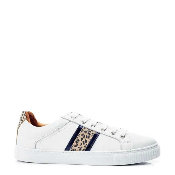 White Trainers Women Moda In Pelle Arzal WhiteNavy Leather