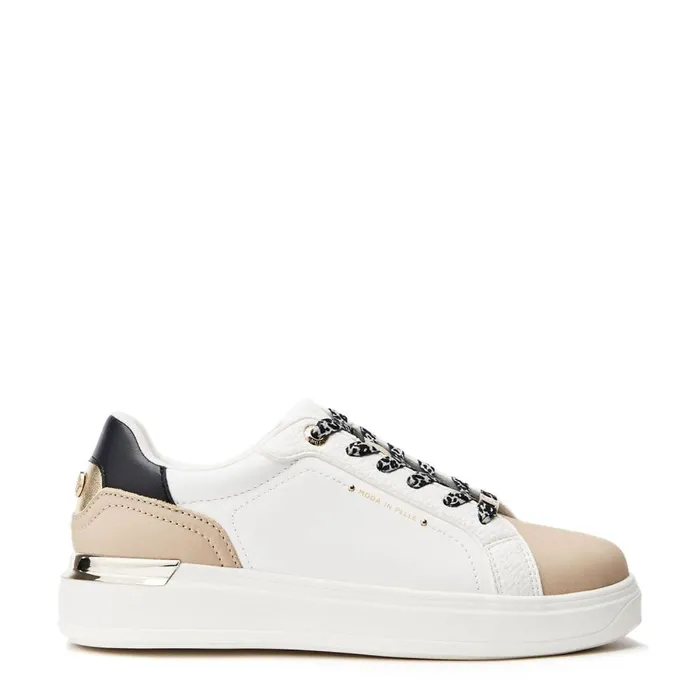 White Trainers Women Moda In Pelle Berneen White Leopard Porvair
