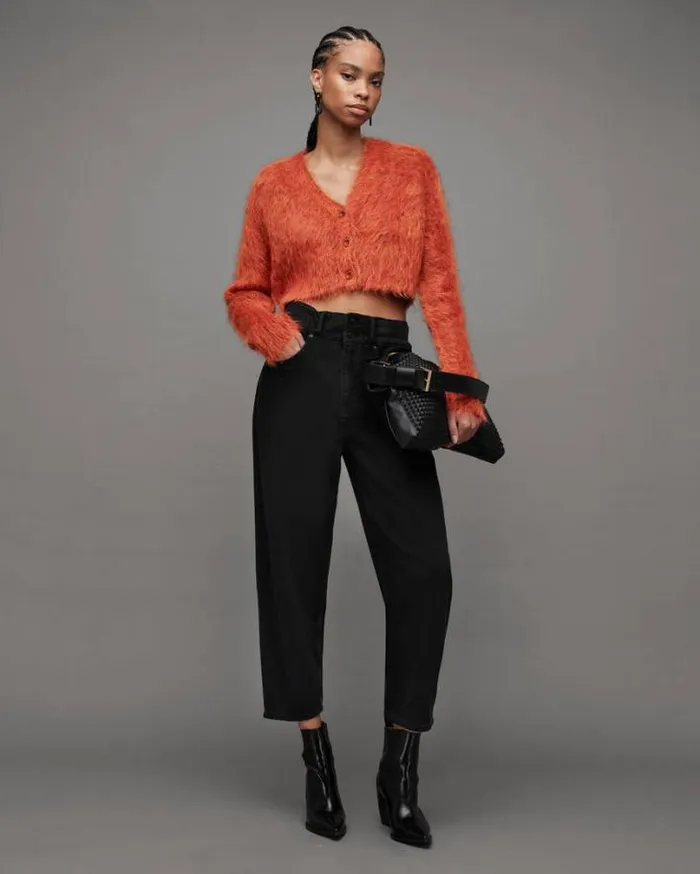 Wick Brushed VNeck Cardigan Planet Red Women AllSaints Sweaters