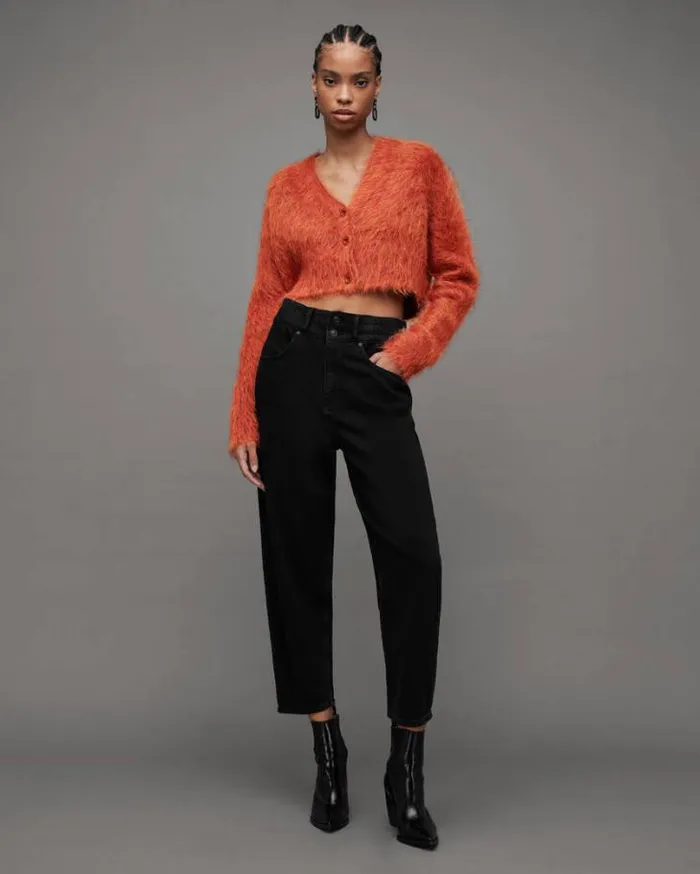 Wick Brushed VNeck Cardigan Planet Red Women AllSaints Sweaters