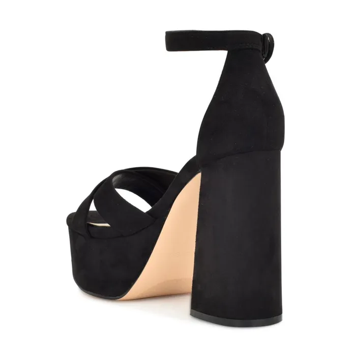 Willie Platform Sandals Black Suede Women Nine West Dress Willie Platform Sandals Black Suede Women Nine West Dress