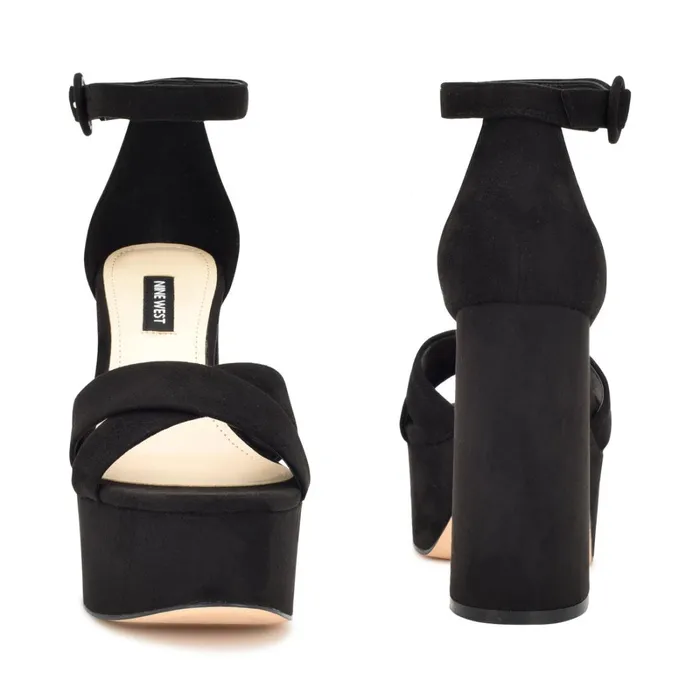 Willie Platform Sandals Black Suede Women Nine West Dress Willie Platform Sandals Black Suede Women Nine West Dress
