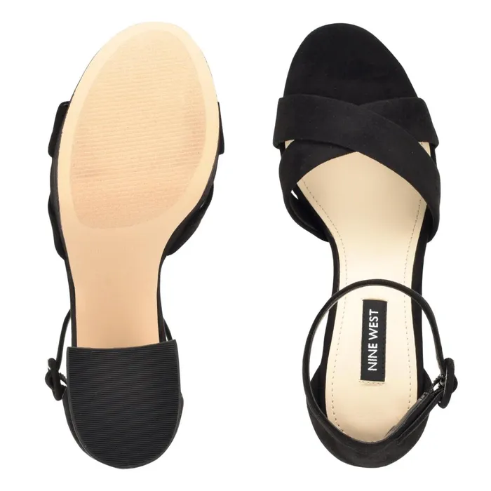 Willie Platform Sandals Black Suede Women Nine West Dress Willie Platform Sandals Black Suede Women Nine West Dress