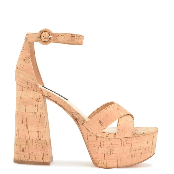 Willie Platform Sandals Natural Cork Women Nine West Platforms