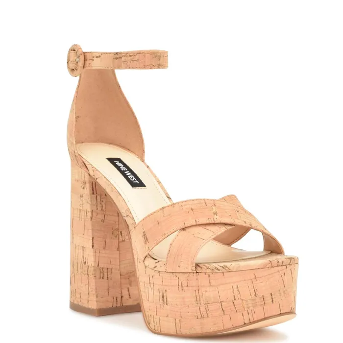 Willie Platform Sandals Natural Cork Women Nine West Platforms Willie Platform Sandals Natural Cork Women Nine West Platforms