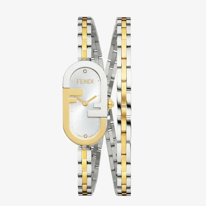 Woman 1480 X 2830mm 8211 Oval Watch With Olock Logo Silver Gold Fendi Watches