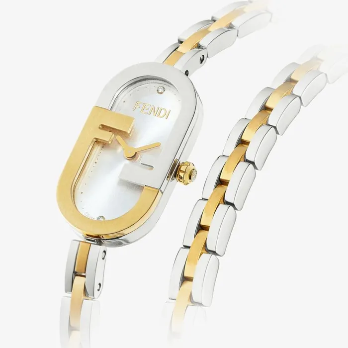 Woman 1480 X 2830mm 8211 Oval Watch With Olock Logo Silver Gold Fendi Watches