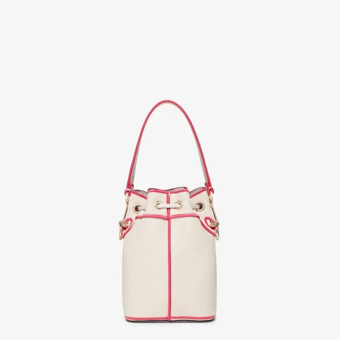 Woman Beige Canvas MiniBag With Fendi Roma Embroidery Beige Fendi Mini Bags