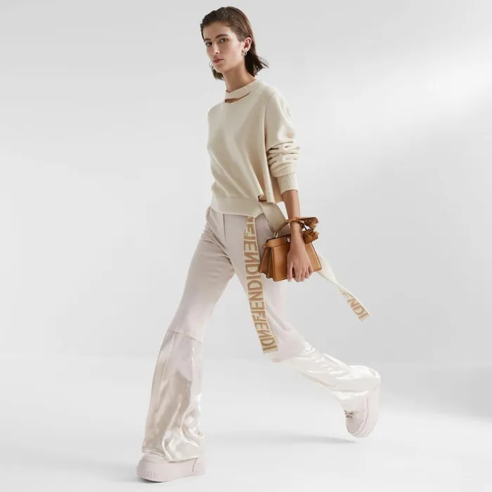Woman Beige Cashmere And Wool Pullover Beige Fendi Knitwear