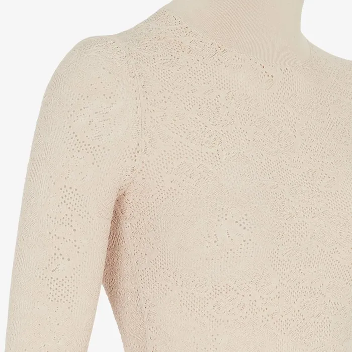 Woman Beige Embroidered Viscose Jumper Beige Fendi Knitwear