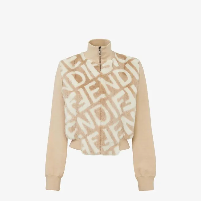 Woman Beige Mink Bomber Beige Fendi Coats and Outerwear