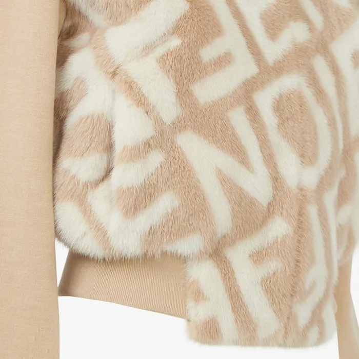 Woman Beige Mink Bomber Beige Fendi Coats and Outerwear