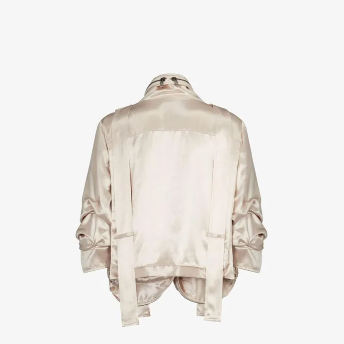 Woman Beige Satin Blouson Beige Fendi Coats and Outerwear