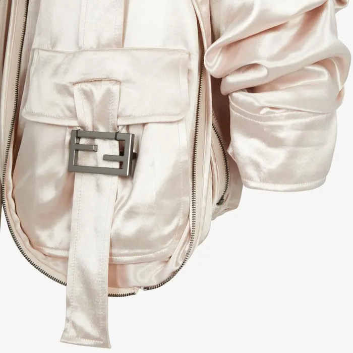 Woman Beige Satin Blouson Beige Fendi Coats and Outerwear
