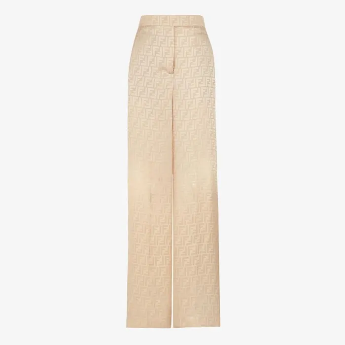 Woman Beige Silk Trousers Beige Fendi Pants and Shorts